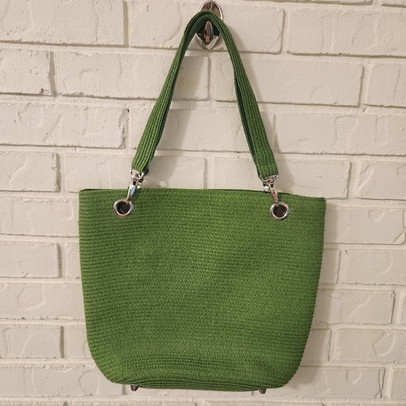 Kim Rogers Green Straw Tote Bag - Picture 1 of 6
